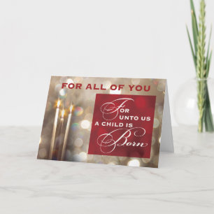 Voor jullie allemaal kerstkaarsen Kind is geboren Kaart