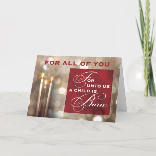 Voor jullie allemaal kerstkaarsen Kind is geboren Kaart (Voorkant)