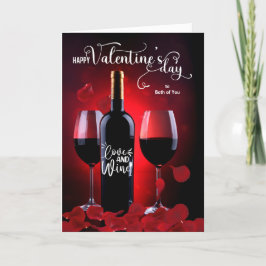 Voor jullie beiden Valentijn Roos Petals Wine Feestdagen Kaart