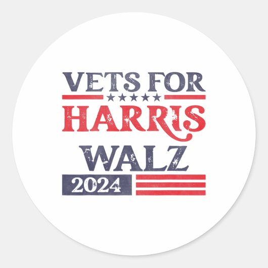 Voor Kamala Harris Tim Walz veteranen voor Harris Ronde Sticker (Voorkant)
