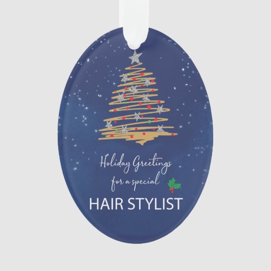 VOOR Kapsalon Kerstboom Aanpasbare Naam Ornament (voorkant)