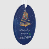 VOOR Kapsalon Kerstboom Aanpasbare Naam Ornament (voorkant)