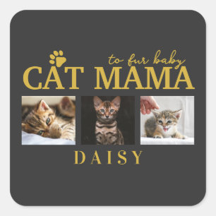 voor kattenbaby poes mama huisdier aangepaste foto vierkante sticker