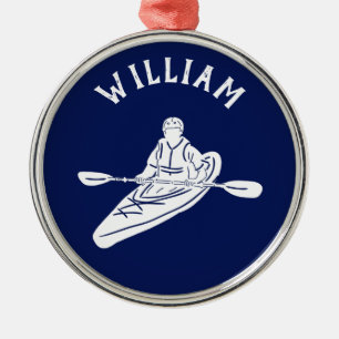 Voor Kayakers gepersonaliseerde marine Blue Kayak Metalen Ornament