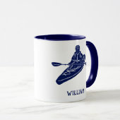 Voor Kayakers gepersonaliseerde marine Blue Kayak Mok (Voorkant rechts)