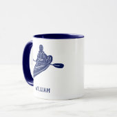 Voor Kayakers gepersonaliseerde marine Blue Kayak Mok (Voorkant links)