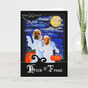 voor Kids Halloween Funny Ghost Dogs Kaart