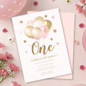 Voor kinderen 1e verjaardag Roze Balloons Partij Kaart