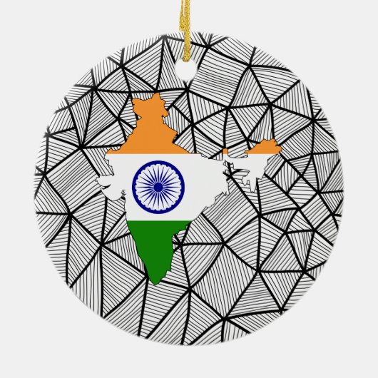 Voor kinderen: Creative India-vlag met kaart Keramisch Ornament (Achterkant)