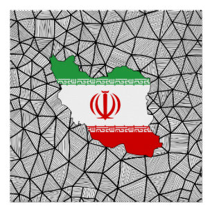Voor kinderen: Creative Iran vlag met kaart Poster