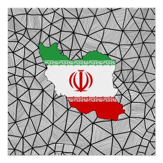 Voor kinderen: Creative Iran vlag met kaart Poster (Voorkant)