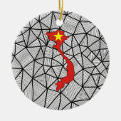 Voor kinderen: Creative Vietnam vlag met kaart Keramisch Ornament (Voorkant)