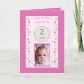 Voor kinderen klein meisje roze Verjaardag foto be Kaart (Voorkant)