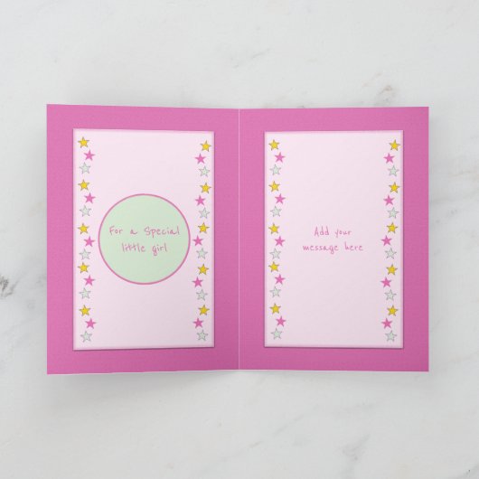 Voor kinderen klein meisje roze Verjaardag foto be Kaart (Binnen)