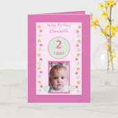 Voor kinderen klein meisje roze Verjaardag foto be Kaart (Gele Bloem)