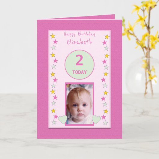 Voor kinderen klein meisje roze Verjaardag foto be Kaart (Gele Bloem)