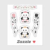 Voor kinderen, kleine kittens, kat, roze en zwart sticker (Vel)