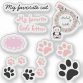 Voor kinderen, kleine kittens, kittensporen, katte sticker (Voorkant)