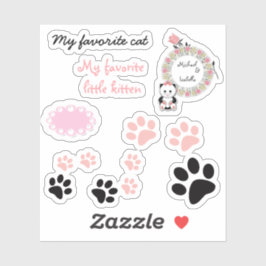 Voor kinderen, kleine kittens, kittensporen, katte sticker