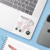 Voor kinderen, kleine kittens, kittensporen, katte sticker (Laptop met iPhone)