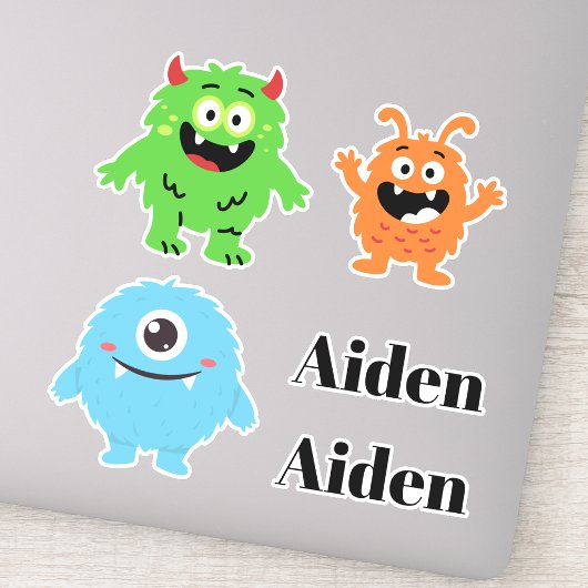 Voor kinderen leuke moppige monsters jongens naam  sticker