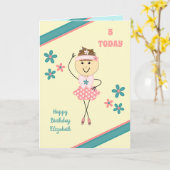 Voor kinderen Roze elke leeftijd ballerina verjaar Kaart (Gele Bloem)