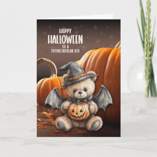 voor kinderen teddybeer heks en vleermuisvleugels feestdagen kaart