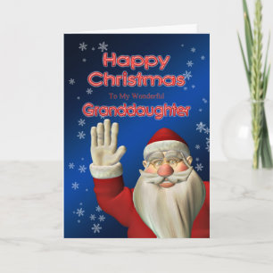 Voor kleindochter, een kerstman zwaaiende kerstkaa feestdagen kaart