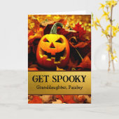 Voor kleindochter Halloween Get Spooky Kaart (Gele Bloem)