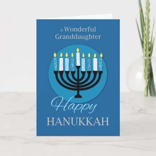 Voor kleindochter Hanukkah Menorah op Dark Blue Kaart (Voorkant)