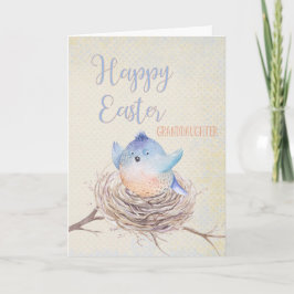 Voor kleindochter, Happy Easter Blue Bird in Nest Feestdagen Kaart
