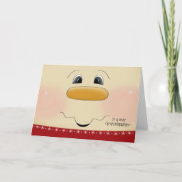 Voor kleindochter Kerstfeest Happy Snowman Face Feestdagen Kaart