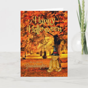 voor kleindochter op Halloween Teddy Bear Witch Kaart