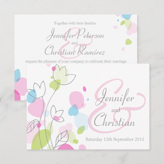 Voor kleine grafische moderne bloempitten is bruil kaart (Voorkant / Achterkant)