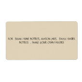 VOOR KLEINE WIJNBOTTLS, MASON JARS, KLEIN WATER ETIKET (Voorkant)