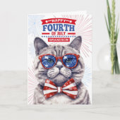 voor Kleinzoon 4 juli Schattigee Patriottische Kat Feestdagen Kaart (Voorkant)