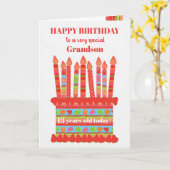 Voor Kleinzoon Custom Age Birthday Cake Kaart (Gele Bloem)