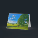 Voor kleinzoon, een pastoraal landschap Verjaardag Kaart<br><div class="desc">Een kalm schilderij met boerderijen velden op het platteland. Paarden en schapen grazen vreedzaam onder een boom. De zon zingt uit een blauwe hemel met fluffy witte wolken. Het afbeelding is van het Lake District in het Verenigd Koninkrijk. Copyright Norma Cornes</div>