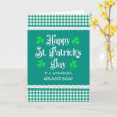Voor Kleinzoon St Patrick's Shamrocks Groene chequ Kaart (Gele Bloem)