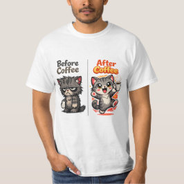 Voor Koffie Chagrijnige Kat Na Koffie T-shirt