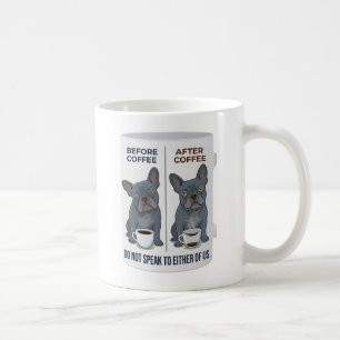Voor koffie Na koffie Grappige Franse Bulldog Koffiemok