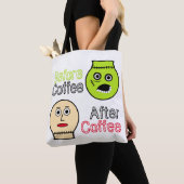 Voor koffie, na koffie, Koffee Monster Tote Bag (Dichtbij)