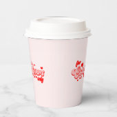 Voor koffieovers alleen Retro Red Hearts Papieren Bekers (Links)