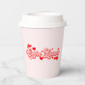 Voor koffieovers alleen Retro Red Hearts Papieren Bekers (Achterkant)