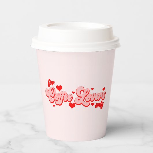 Voor koffieovers alleen Retro Red Hearts Papieren Bekers (Voorkant)