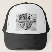 Voor Koning en Land Black en White Logo Trucker Pet (Voorkant)