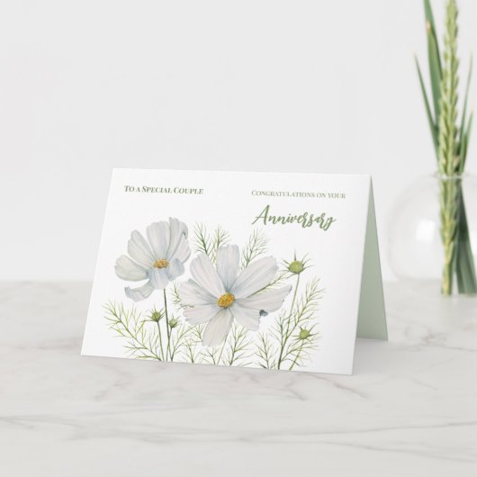 Voor koppel op trouwdag witte Cosmos Kaart (Voorkant)