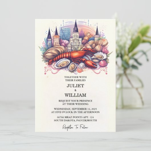 Voor kreeft strand oceaan zomer New Orleans bruilo Kaart (Staand voorkant)