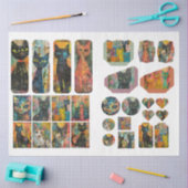 Voor kunstenaars Cat Theme Junk Journal Ephemera Tissuepapier (Craft)