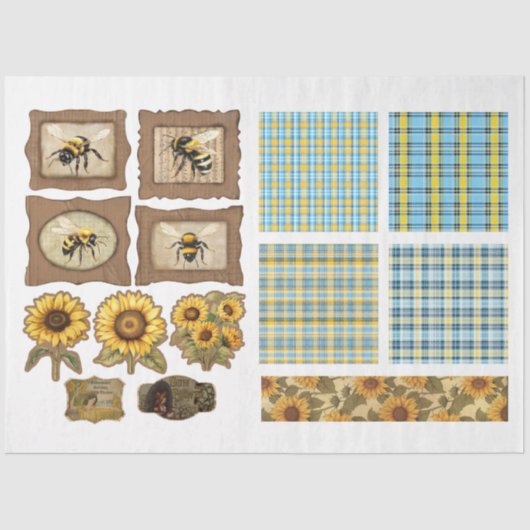 Voor kunstenaars Crafters Sunflower Ephemera Tissuepapier (Voorkant)